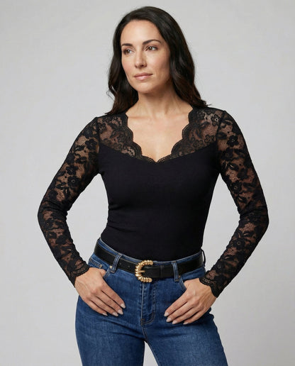 Damen Spitzen-Bodysuit Elegantes Dessous - Eveloria