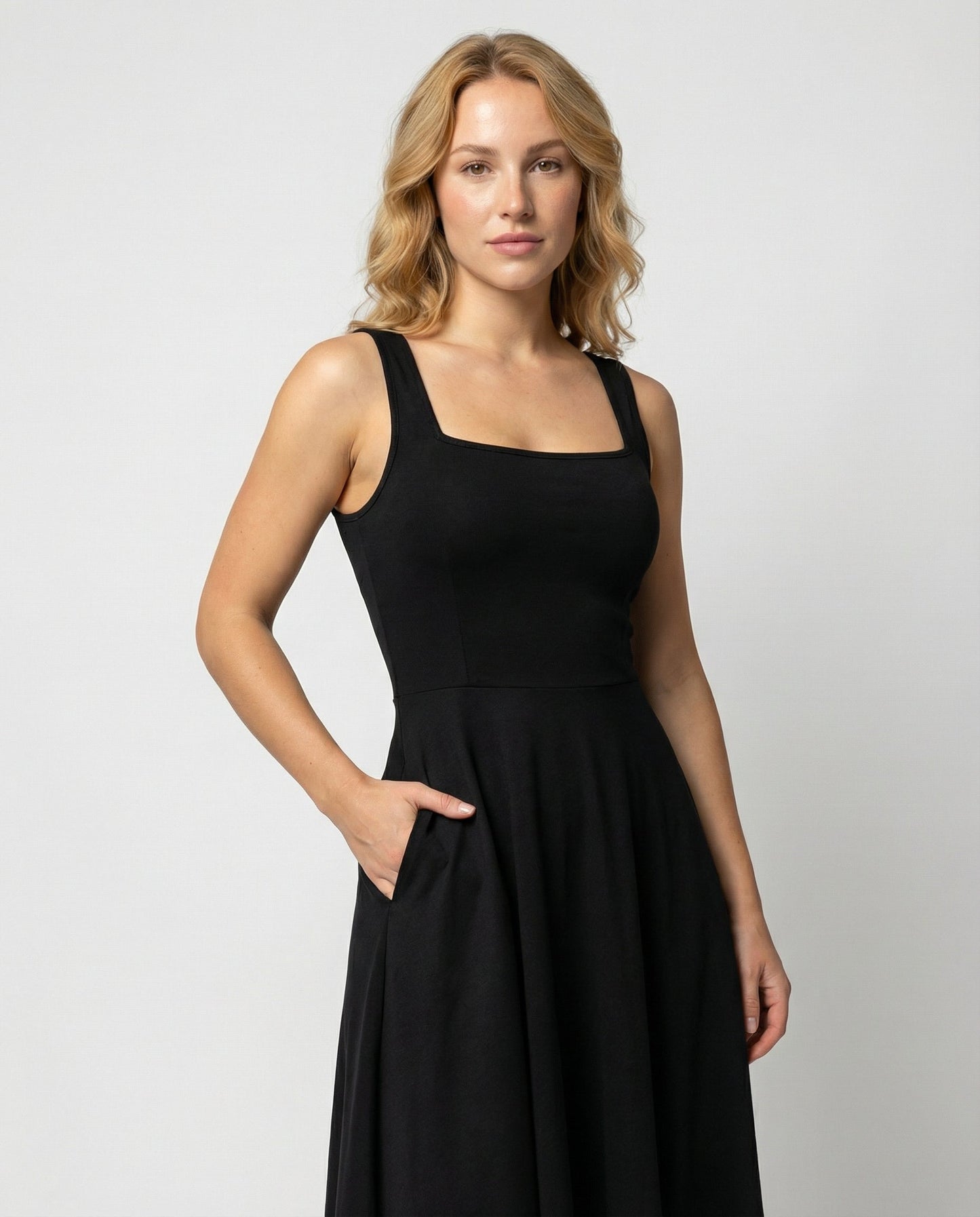 Damen Maxikleid Weich Quadratisch