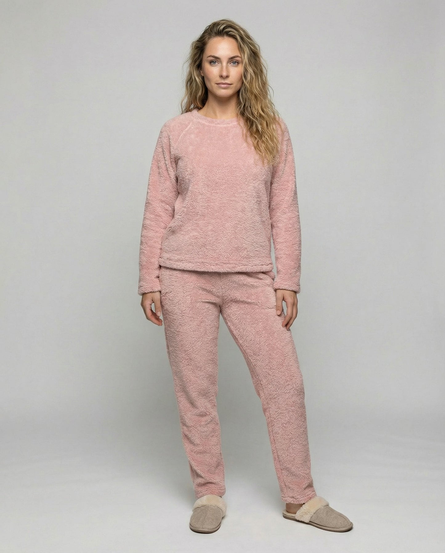 Fleece Pyjama Damen Kuschelig Weich Rosa - Eveloria