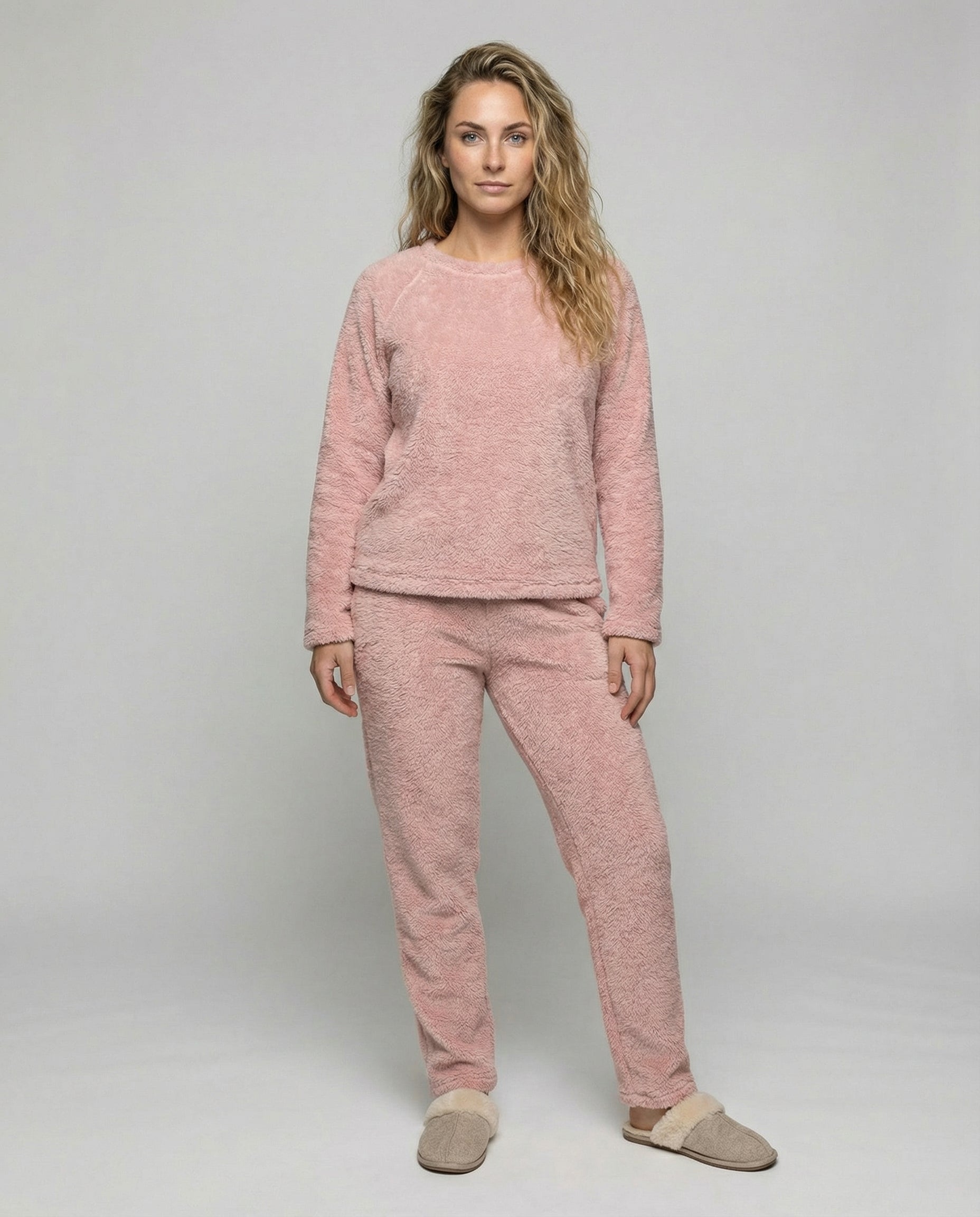 Fleece Pyjama Damen Kuschelig Weich Rosa - Eveloria
