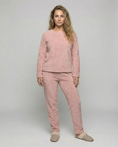 Fleece Pyjama Damen Kuschelig Weich Rosa - Eveloria