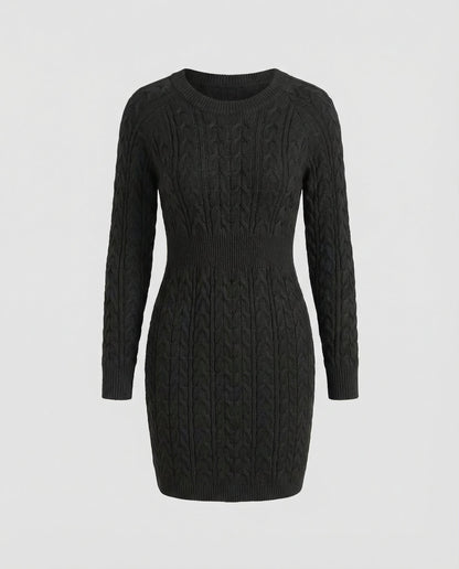 Damen Strickkleid mit Zopfmuster