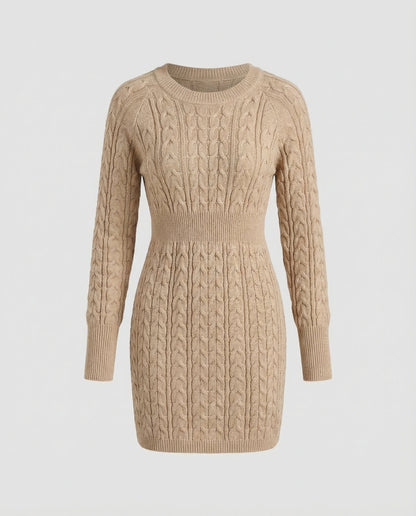Damen Strickkleid mit Zopfmuster