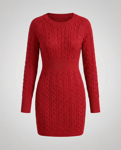 Damen Strickkleid mit Zopfmuster