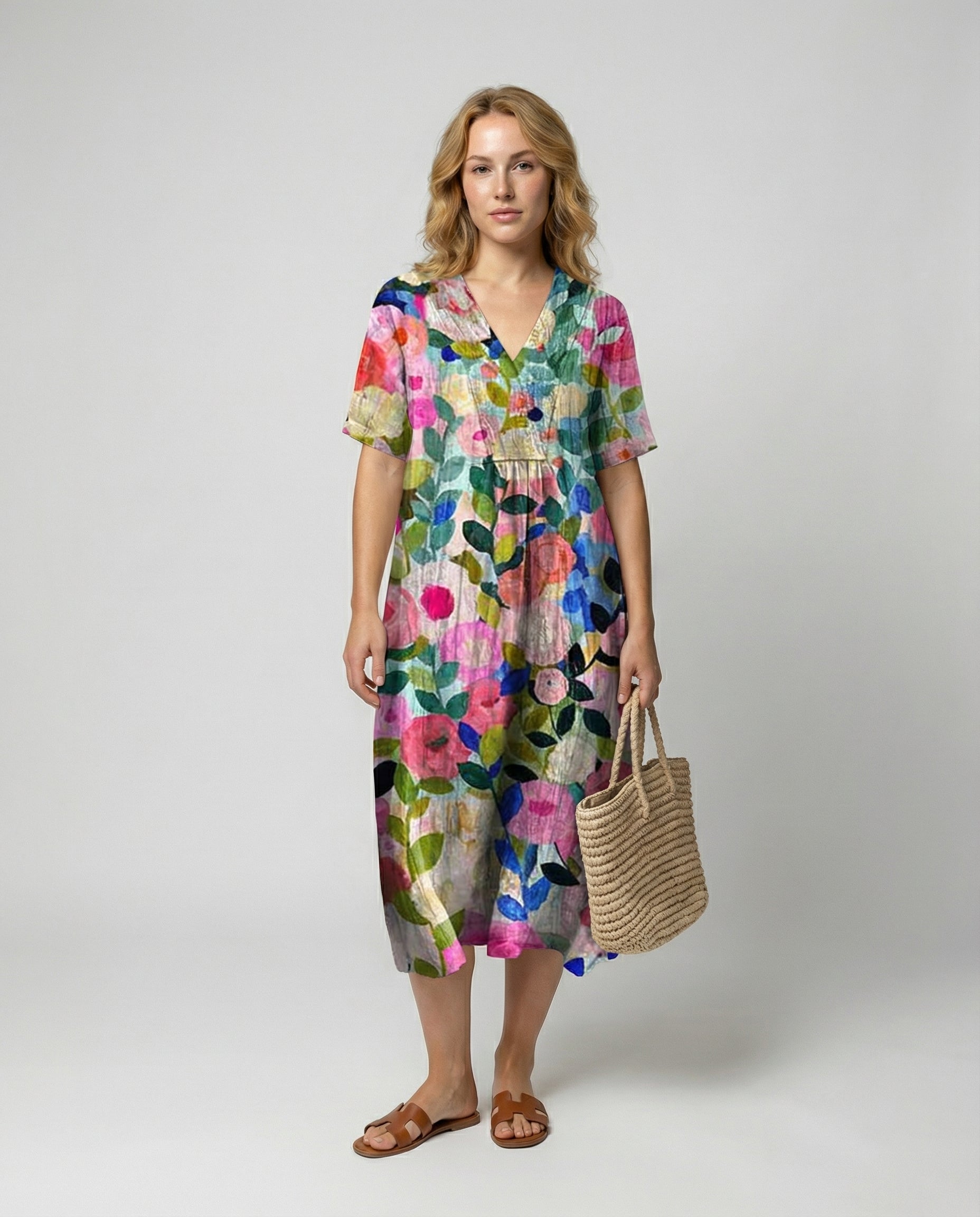 Damen Sommerkleid Leichtes Blumenmuster - Eveloria