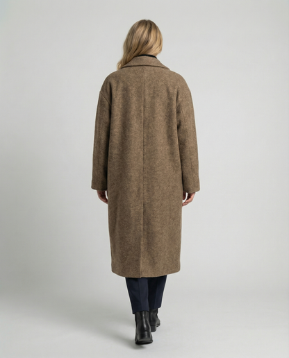 Damen Oversized Wollmantel Elegant Lang