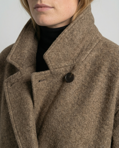 Damen Oversized Wollmantel Elegant Lang