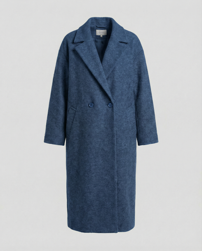 Damen Oversized Wollmantel Elegant Lang