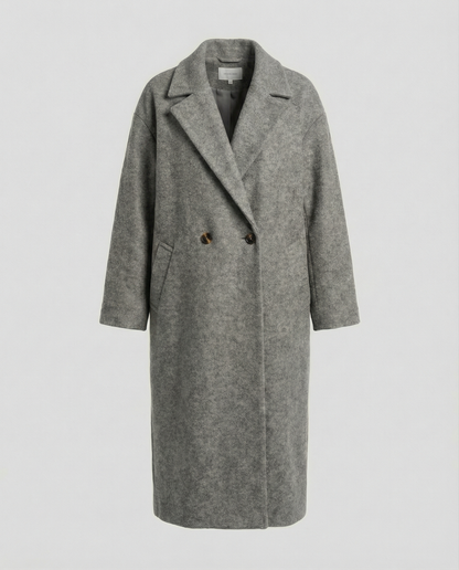 Damen Oversized Wollmantel Elegant Lang
