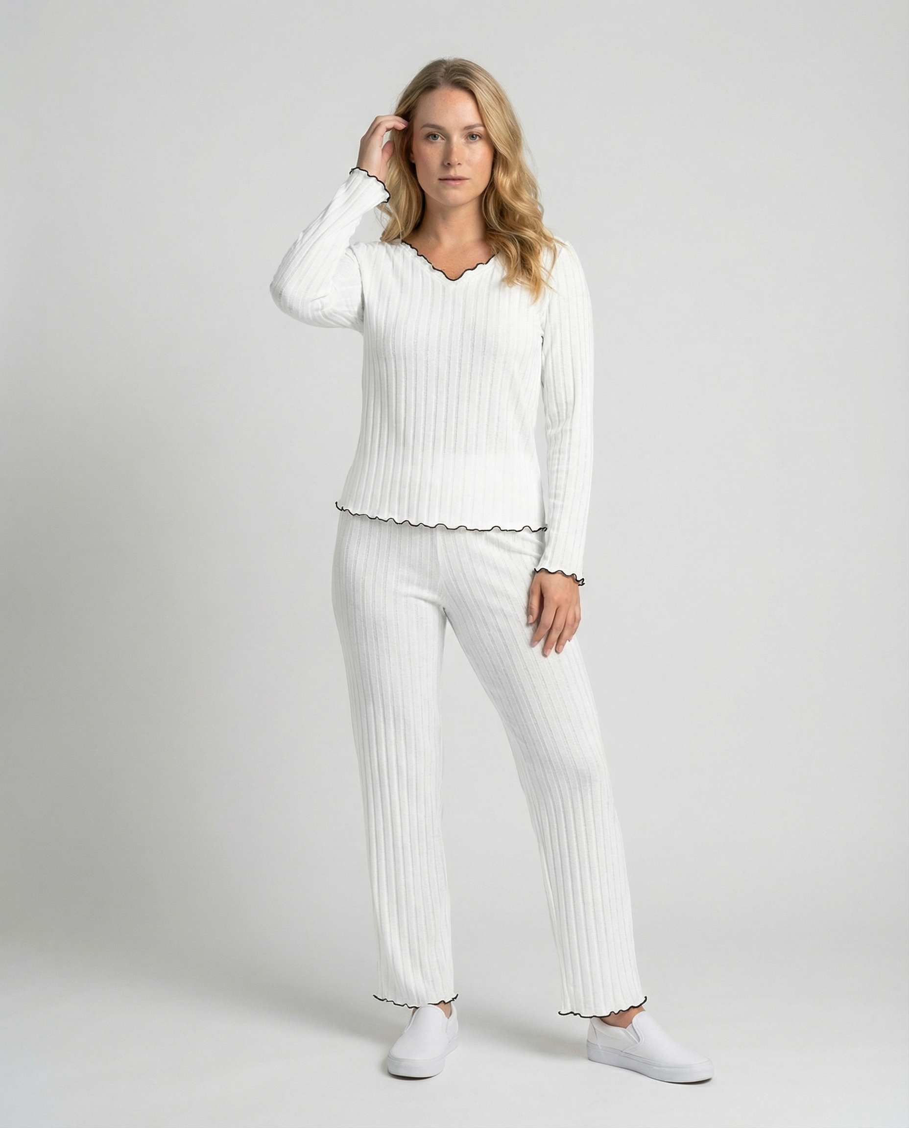 Damen Pyjamas Set mit Rüschen - Eveloria