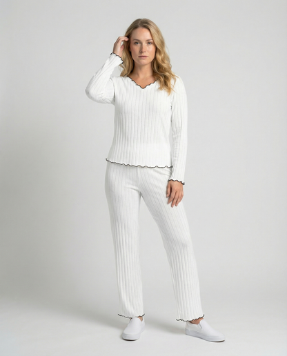 Damen Pyjamas Set mit Rüschen - Eveloria
