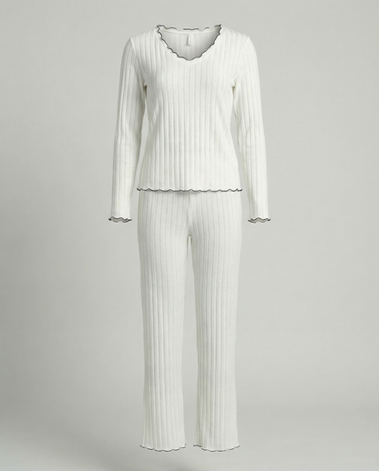 Damen Pyjamas Set mit Rüschen