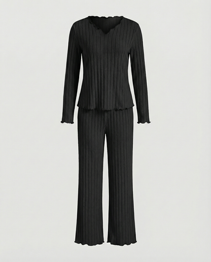 Damen Pyjamas Set mit Rüschen