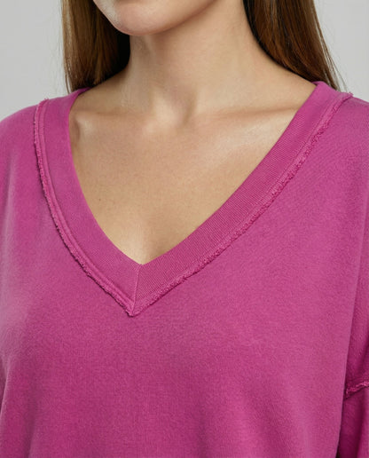 Eveloria Damen Oversized Sweatshirt V-Ausschnitt