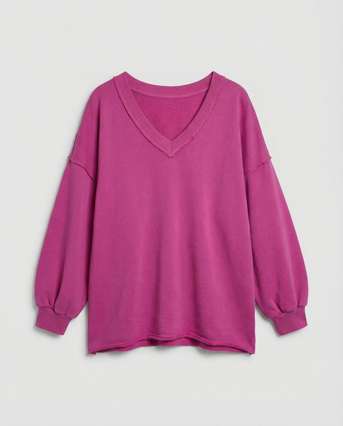Eveloria Damen Oversized Sweatshirt V-Ausschnitt