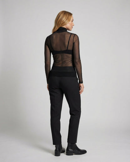 Damen Turtleneck Bluse Transparent Durchsichtig