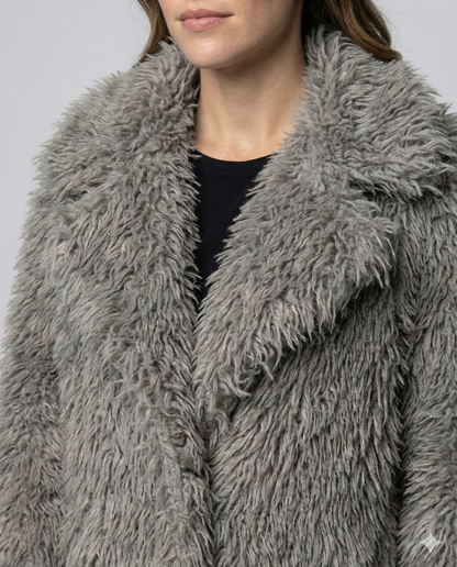 Damen Kunstfellmantel Lang Winter