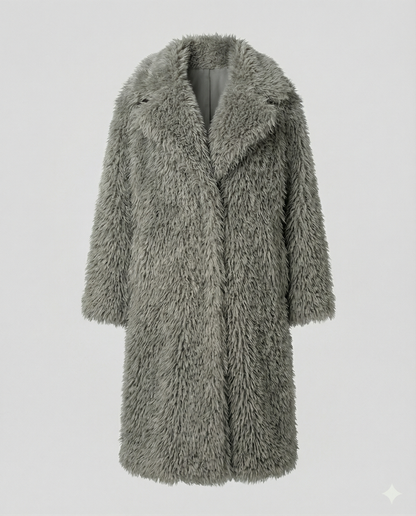 Damen Kunstfellmantel Lang Winter