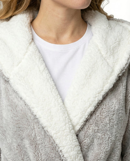Damen Fleece Morgenmantel Weich