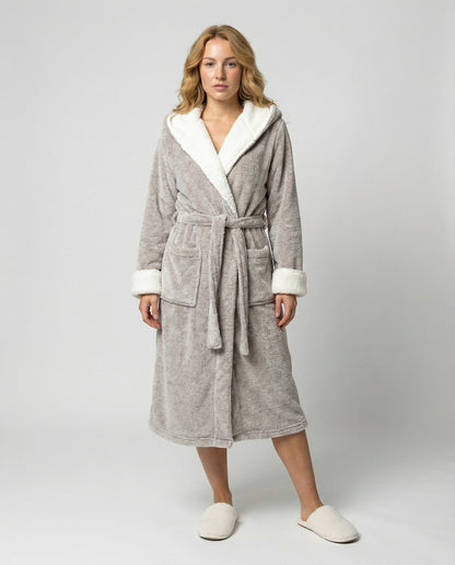 Damen Fleece Morgenmantel Weich Rosa - Eveloria