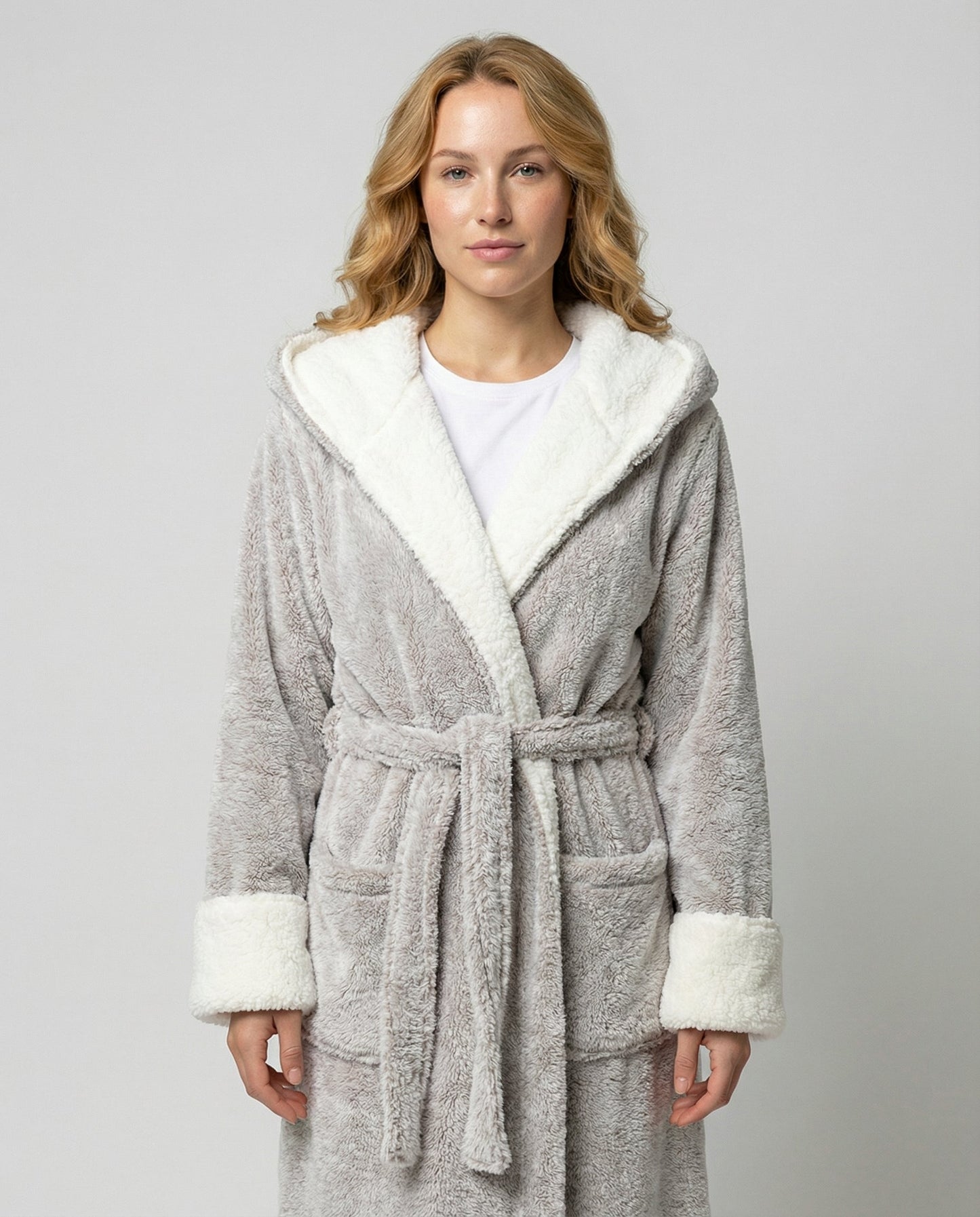 Damen Fleece Morgenmantel Weich