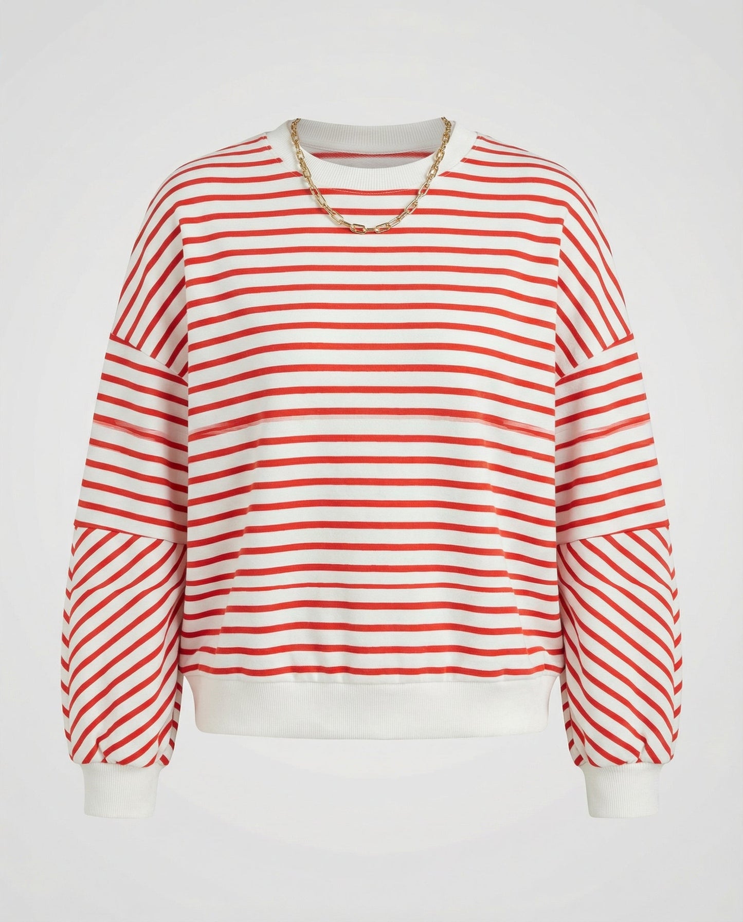 Damen Sweatshirt Gestreift Boxy