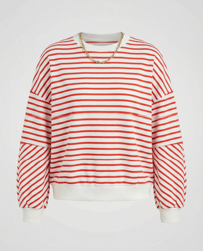 Damen Sweatshirt Gestreift Boxy