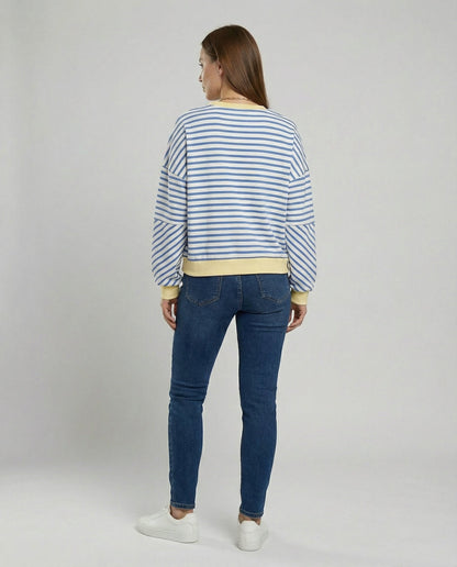 Damen Sweatshirt Gestreift Boxy