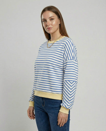 Damen Sweatshirt Gestreift Boxy - Eveloria
