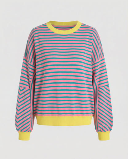 Damen Sweatshirt Gestreift Boxy