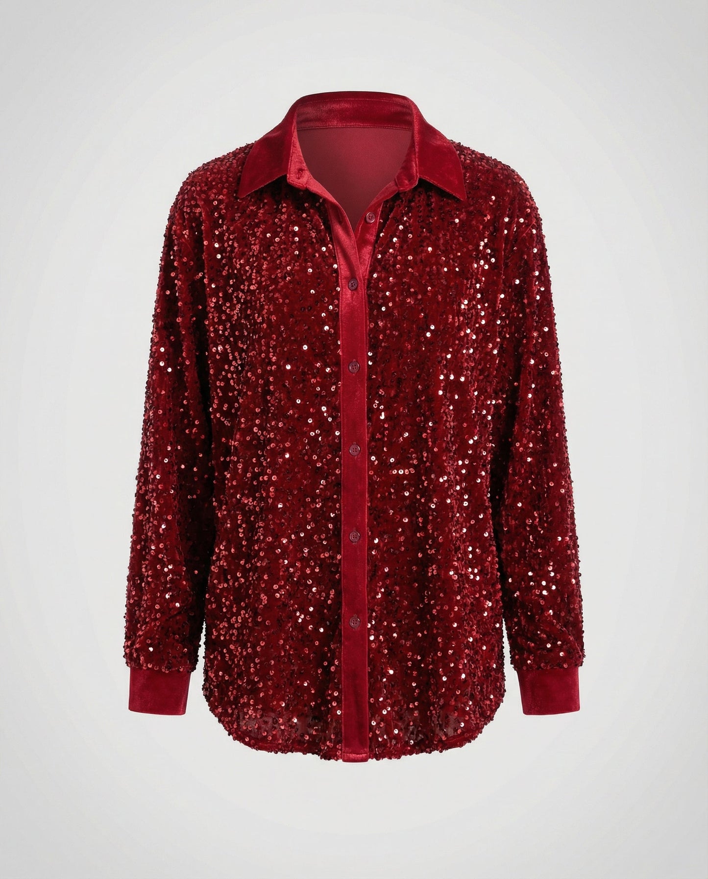 Damen Glitzerbluse Pailletten Oberteil