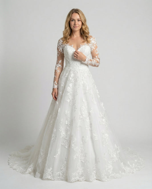 Damen Hochzeitskleid aus Spitze Weiß - Eveloria
