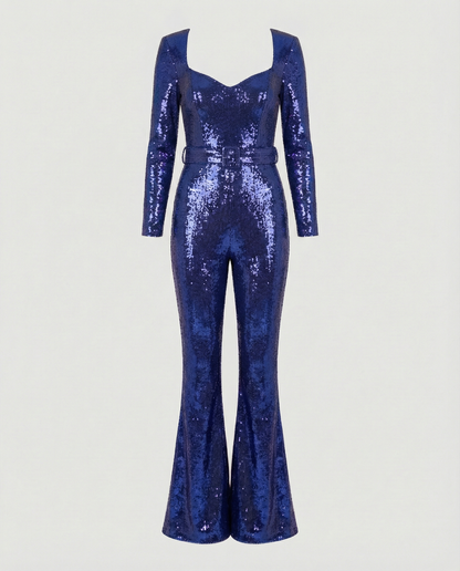 Damen Pailletten Jumpsuit Glitzer Effekt