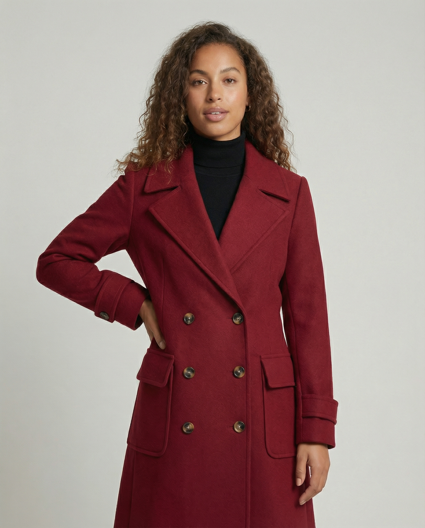 Eleganter Damen Doppelreihiger Wollmantel