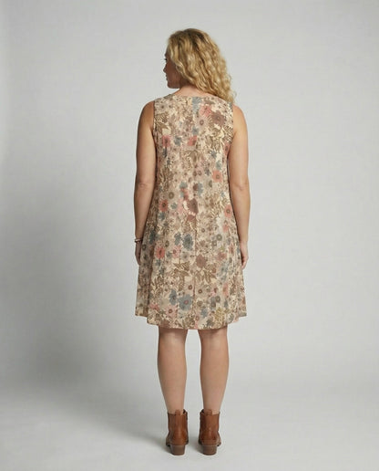 Damen Kleid Ohne Ärmel Floral Mini