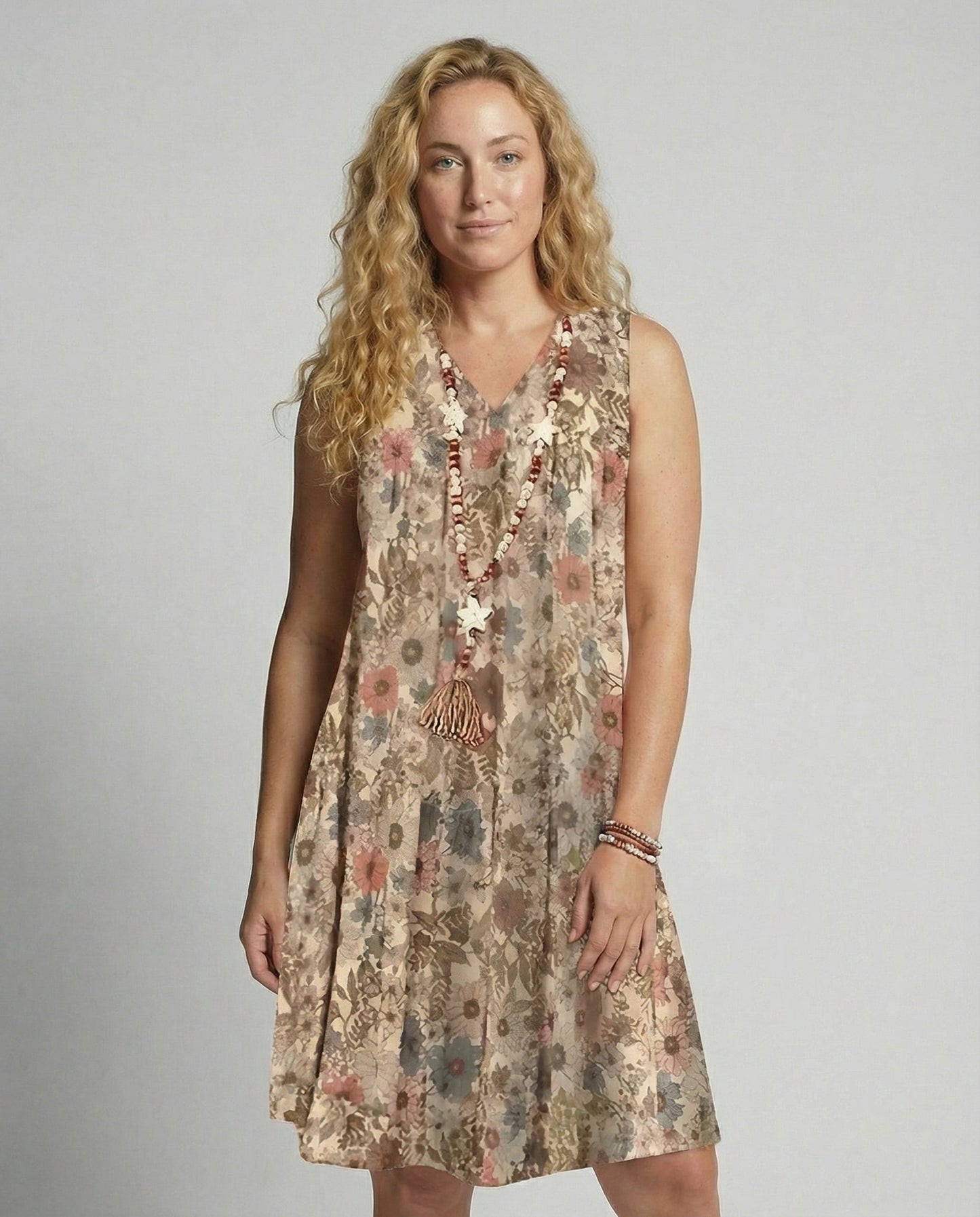 Damen Kleid Ohne Ärmel Floral Mini