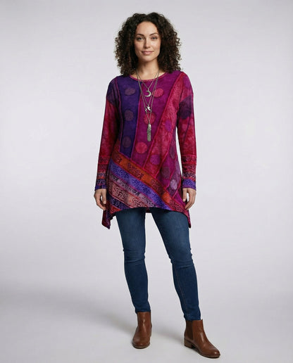 Bunte Damen Tunika aus Baumwolle Vintage Look