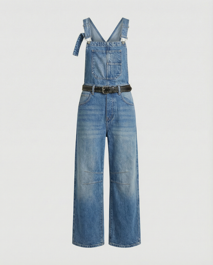 Damen Denim Latzhose Weitbein