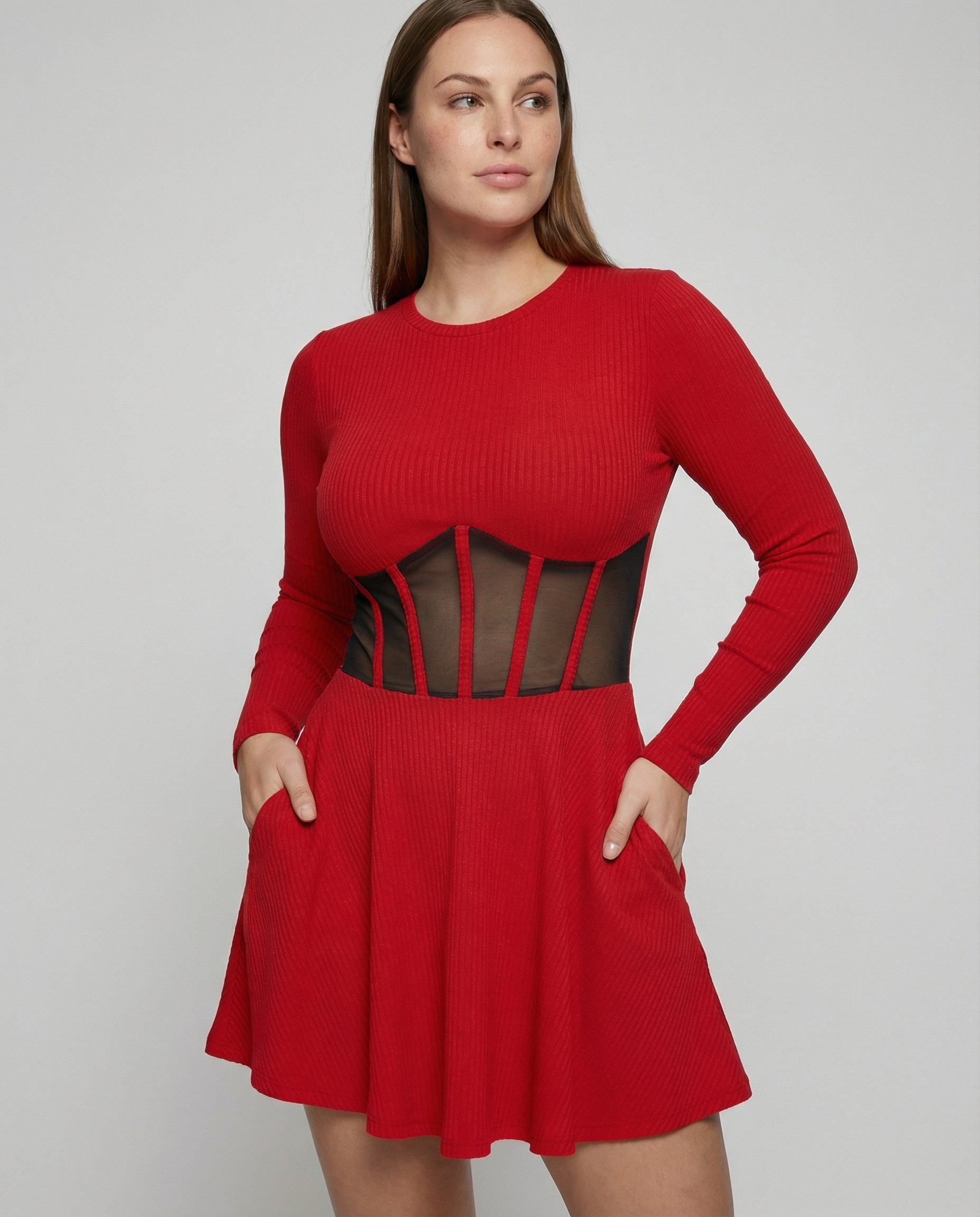 Elegantes Damen Minikleid mit Einsätzen Schwarz - Eveloria