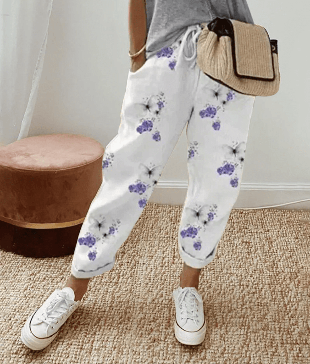 Elegante Damen Hose Baumwollleinen