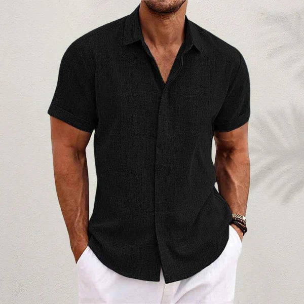 Herren Sommerhemd Baumwoll-Leinen Atmungsaktiv Leicht Beige - Eveloria