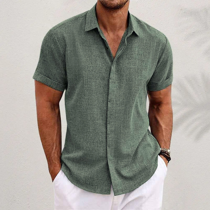 Herren Leinenhemd Kurzarm Sommerweiß