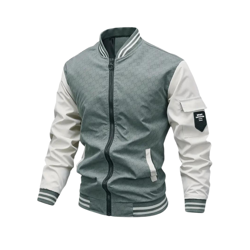 Herren Zweifarbige Bomberjacke Modernes Design Zip-Up