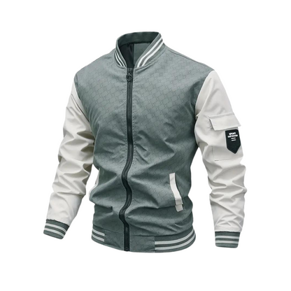Herren Zweifarbige Bomberjacke Modernes Design Zip-Up