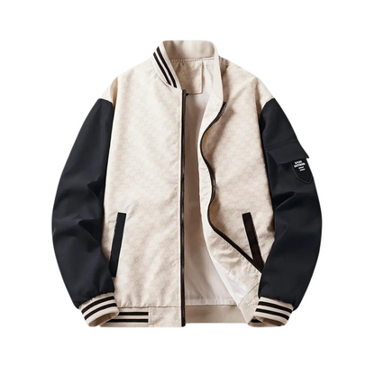 Herren Zweifarbige Bomberjacke Modernes Design Zip-Up