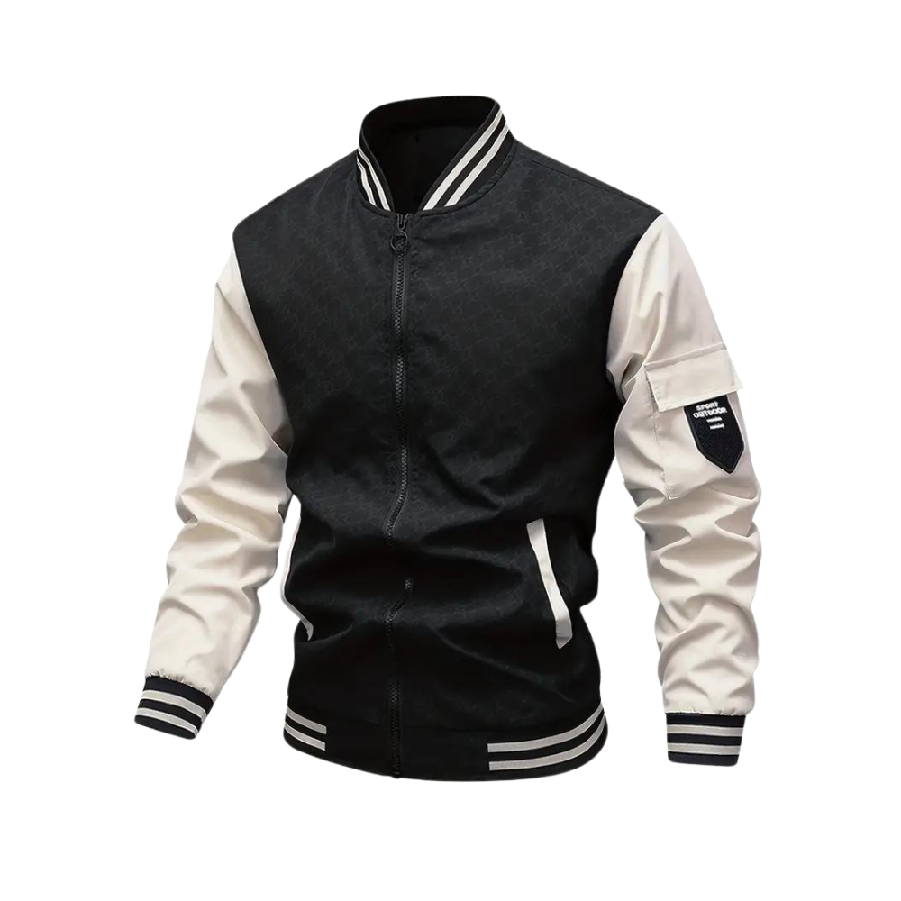Herren Zweifarbige Bomberjacke Modernes Design Zip-Up
