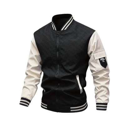Herren Zweifarbige Bomberjacke Modernes Design Zip-Up