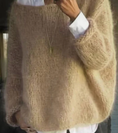 Damen Oversize Strickpullover Weich Gemütlich