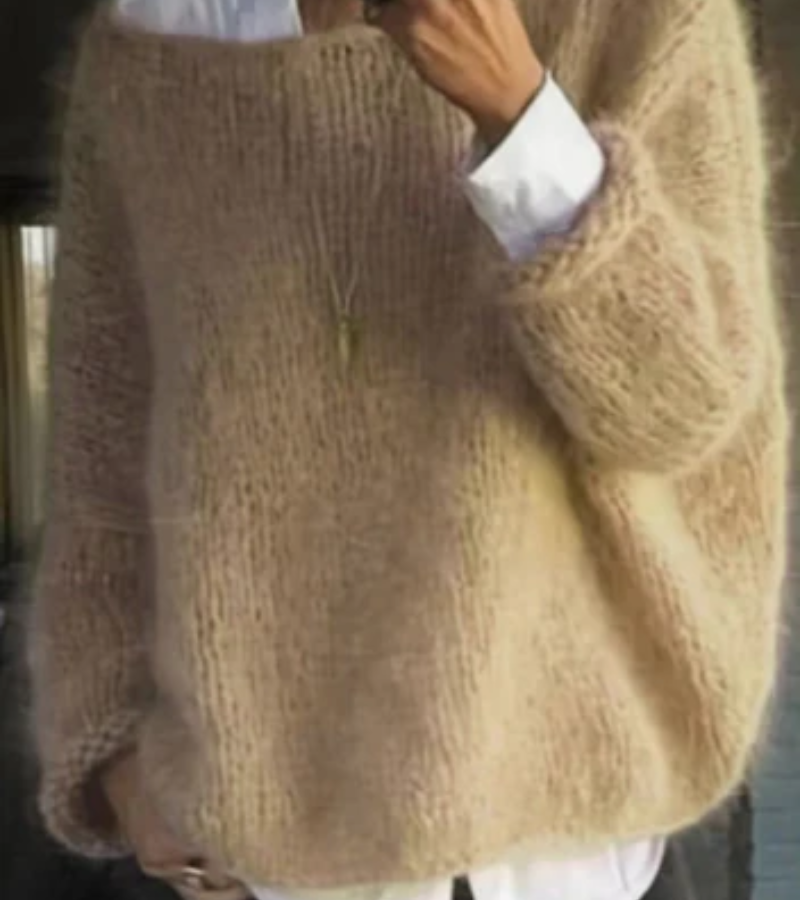 Damen Oversize Strickpullover Lang