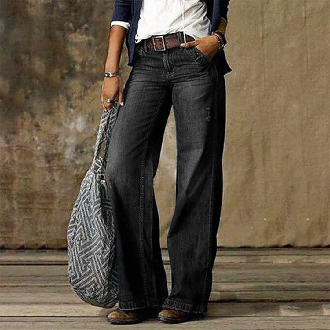 Damen Vintage Highwaist Jeans Weites Bein
